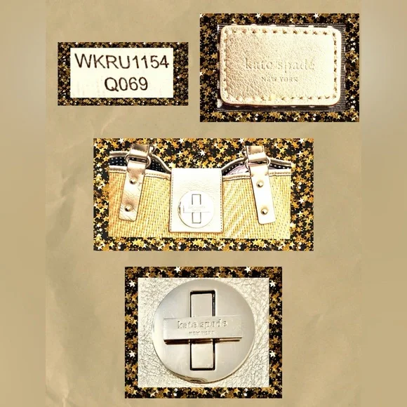 Kate Spade Gold Leather Turn Lock Straw Bag Nice Preowned Cond Very Good Size - Picture 10 of 14